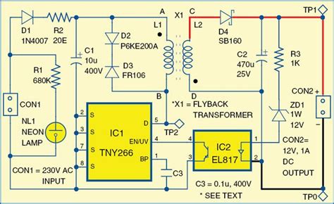 Higo. 2: Circuito de la 12V, 1A SMPS | Electronics circuit, Power supply circuit, Circuit diagram