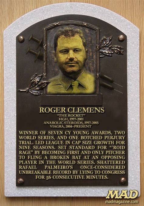 Mad Magazine imagines a Roger Clemens Hall of Fame plaque - CBSSports.com