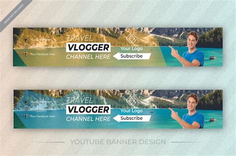 Premium Vector | Creative templates YouTube banner traveling design for your personal and ...