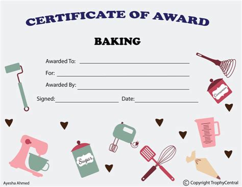 Free Baking Certificate Template | TrophyCentral