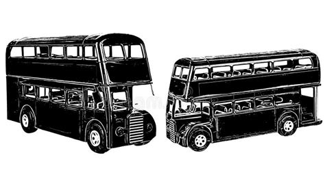 Silhouette of Double Decker Bus, Sketch Drawing of Double Decker Bus ...