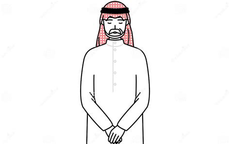 Senior Muslim Man Bowing with Folded Hands Stock Illustration - Illustration of wait, hands ...