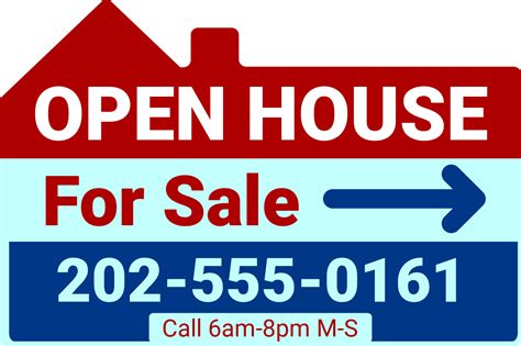 Red and Blue Open House For Sale Template | Square Signs