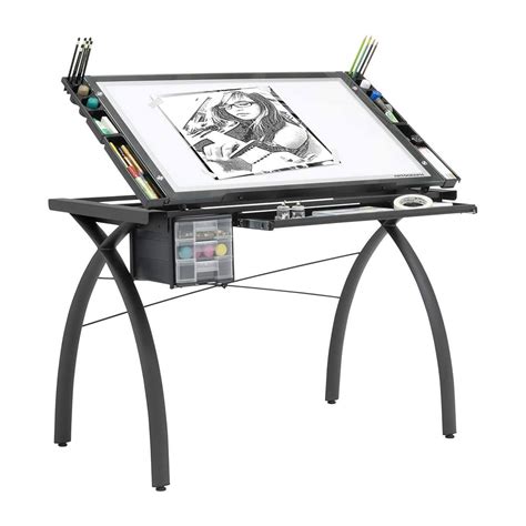 Artograph Futura Adjustable Home Drafting Light Table Drawing Desk, Black - Walmart.com ...