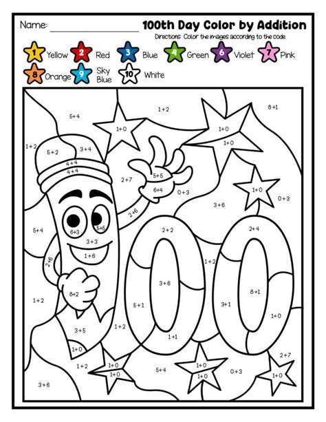 Free 100 Days of School Printables - 100 Days Color by Number