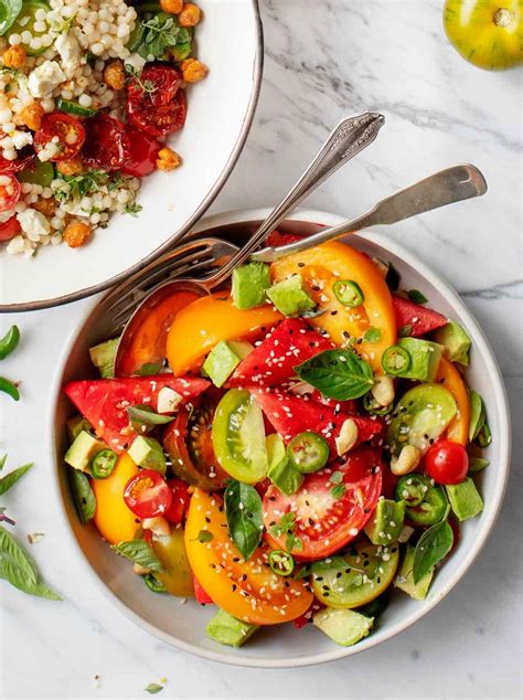 Spicy Tomato Watermelon Salad Recipe - Love and Lemons