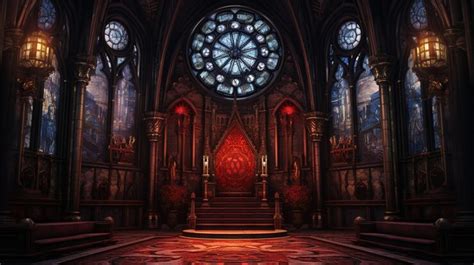 Premium AI Image | medieval chapel with gothic architecture stained glass