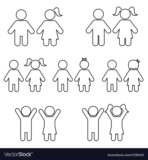 Children line icon set Royalty Free Vector Image