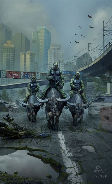 Illustrator Draws ‘Post-Apocalyptic’ Artwork Of EDSA, Complete With Carabao In Gas Masks ...