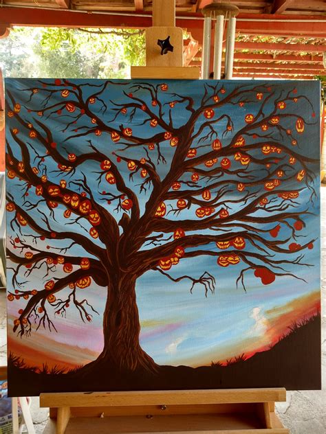 ShellHawk's Nest: Halloween Tree Painting Progress