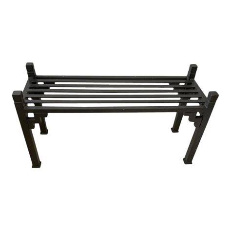 Modern Black Metal Bench | Chairish