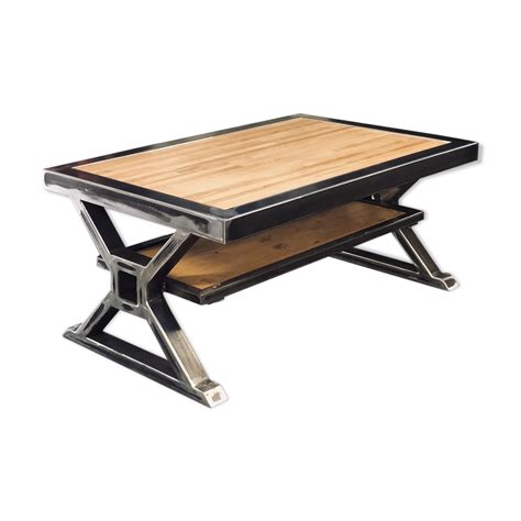Table basse métal et bois | Selency | Table basse metal, Table basse fer et bois, Table bois et fer