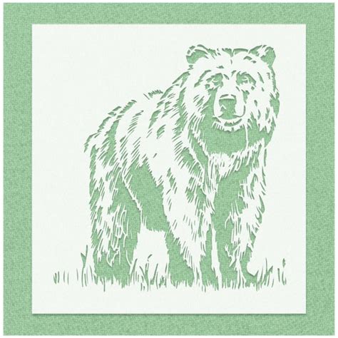 Grizzly Bear Standing Stencil 14mil Mylar Stencil - Etsy