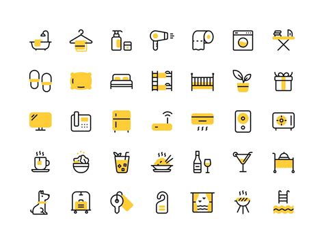 Hotel amenities icon set | Icon set, Graphic design lessons, Icon set design