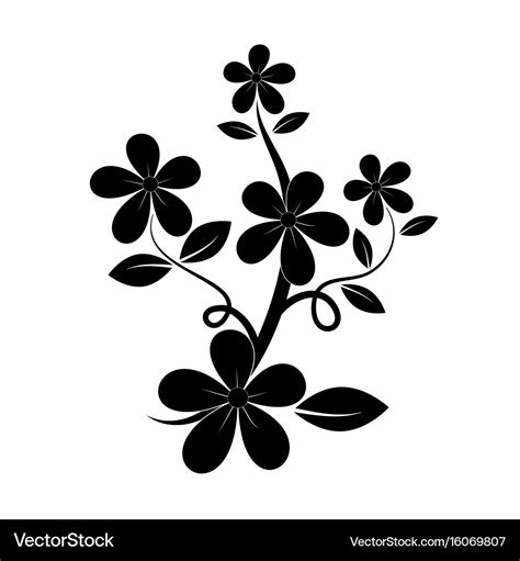 Black silhouette flower Royalty Free Vector Image