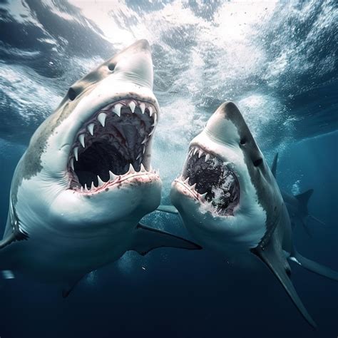 Premium AI Image | Shark Attack in a clear ocean waters