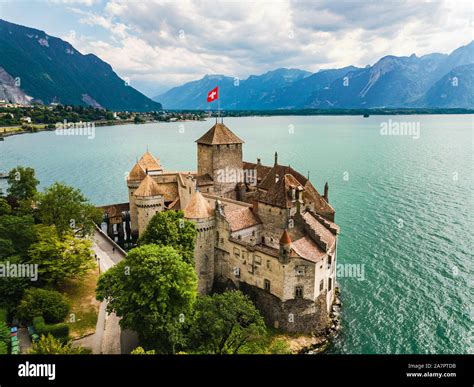 Aerial view of Chillon Castle Switzerland Stock Photo - Alamy