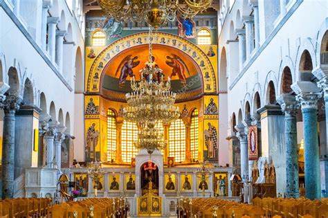 Greek orthodox church interior, Saint Dimitrios of Thessaloniki Stock Photo by ©razvanchirnoaga ...