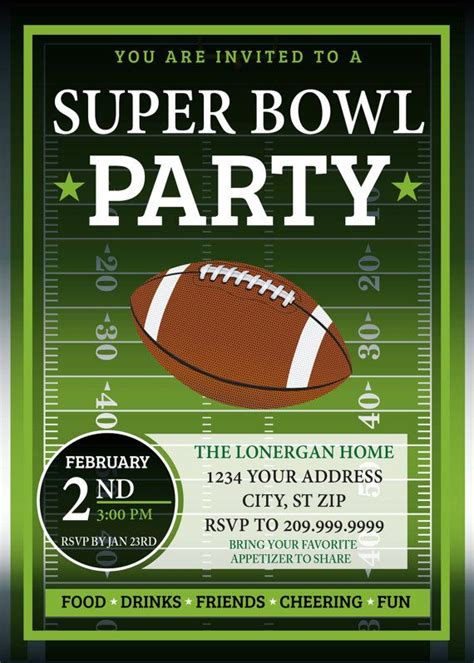 SUPER BOWL PARTY invitation | Super bowl party invitations, Super bowl ...