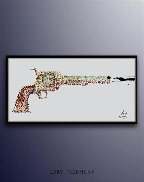 Shooting Gun 55 Pop Art style, thick oil paint impasto style modern Art on canvas, Express ...