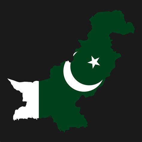 Pakistan map silhouette with flag on black background 3330832 Vector ...