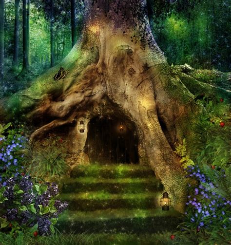 Magical Treehouse Fairy Forest Wall Mural Wallpaper