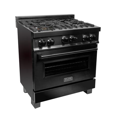 ZLINE Kitchen and Bath 30 in. Professional 4 cu. ft. 4-Gas on Gas Range in Black Stainless Steel ...