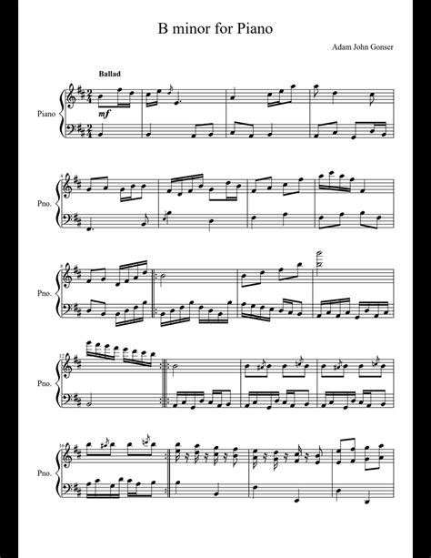 B minor for Piano sheet music download free in PDF or MIDI