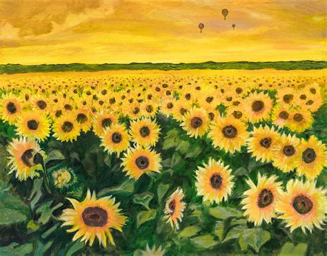 Sunflower field Painting by Linda Keyes - Pixels