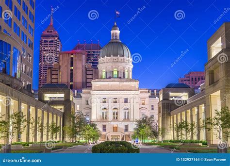 Indiana State Capitol Building Stock Photo - Image of lights, capital ...