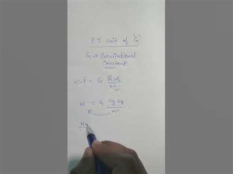 SI Unit of Gravitational Constant (G). - YouTube