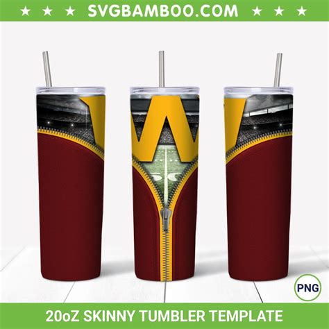 Washington Commanders Zipper 20oz Skinny Tumbler Template PNG