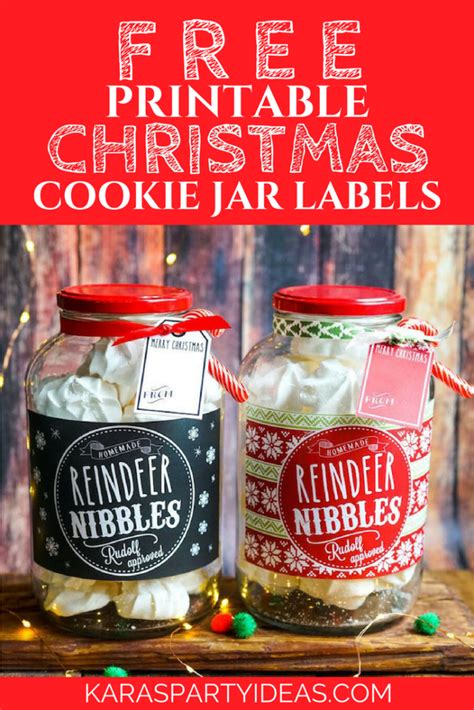 Kara's Party Ideas FREE Printable Christmas Cookie Jar Labels | Kara's Party Ideas