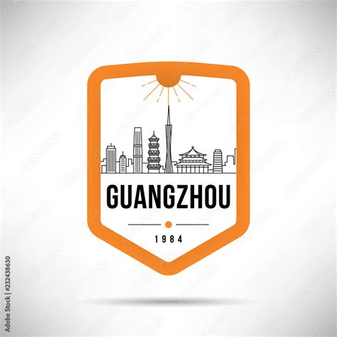 Guangzhou City Modern Skyline Vector Template Stock Vector | Adobe Stock