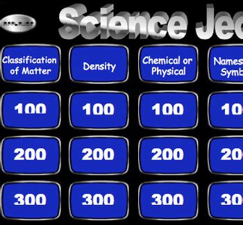 SCIENCE jeopardy games - chemistry questions by ms teachershelper