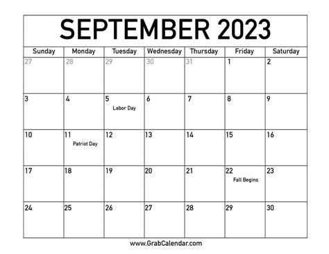 Printable September 2023 Calendar