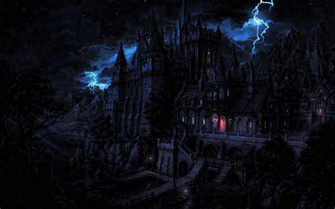 Download Lightning Dracula's Castle Dark Fantasy Castle HD Wallpaper