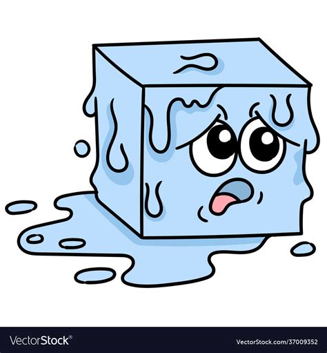 A block ice melting with cartoon face Royalty Free Vector