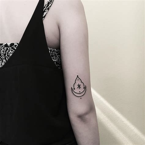 Moon and roof silhouette tattoo - Tattoogrid.net