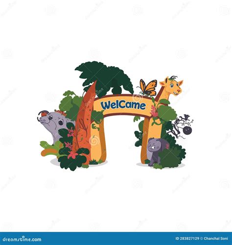 Beautiful Zoo Entrance Vector Illustration Stock Illustration ...