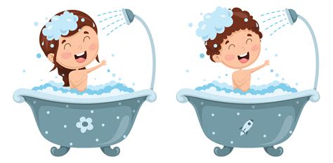 Baby Bath Clipart / Baby Bathtub Clip Art - Baby Bathtub Image / Happy ...