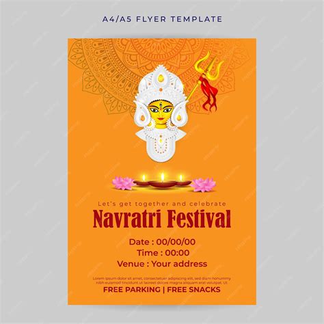 Premium Vector | Vector illustration of Happy Navratri Invitation mockup Template