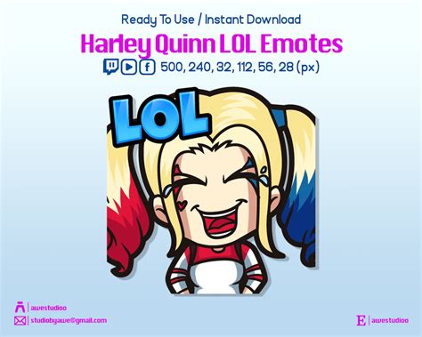 Harley Quinn LOL Emotes Lol Emotes Twitch Emotes Youtube | Etsy