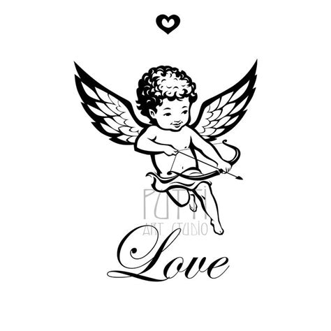 Cupid SVG. Putti Angel clipart. One line drawing. in 2021 | Cupid tattoo, Cupid drawing, Drawings