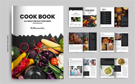 Cookbook Magazine Layout Design and Recipe Book Template