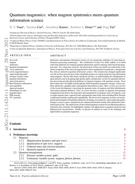 (PDF) Quantum magnonics: when magnon spintronics meets quantum ...