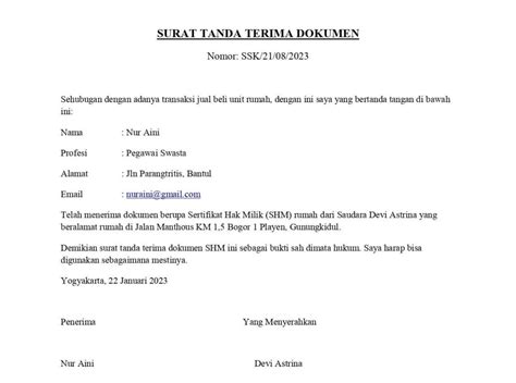 9 Contoh Surat Tanda Terima Dokumen, Template Gratis | Glints for Employers