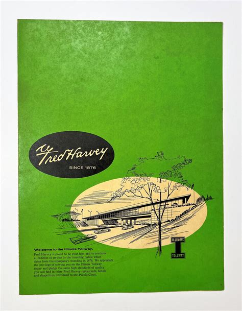 Vintage Fred Harvey Restaurant Rare Menu Illinois Tollway Oasis Travel ...