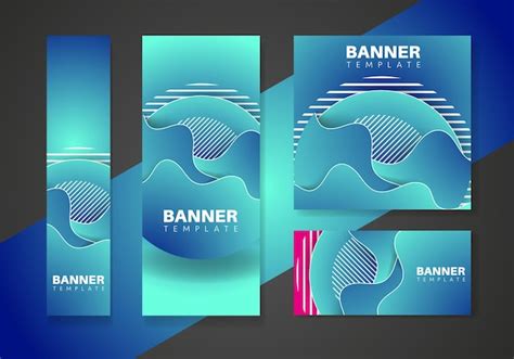 Premium Vector | Blue banner set template with flowing liquid shapes, amoeba forms. Abstract ...