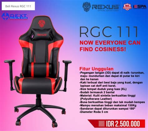 Jual Rexus RGC 111 Gaming Chair Black-Red di Lapak DEXT Technologies | Bukalapak